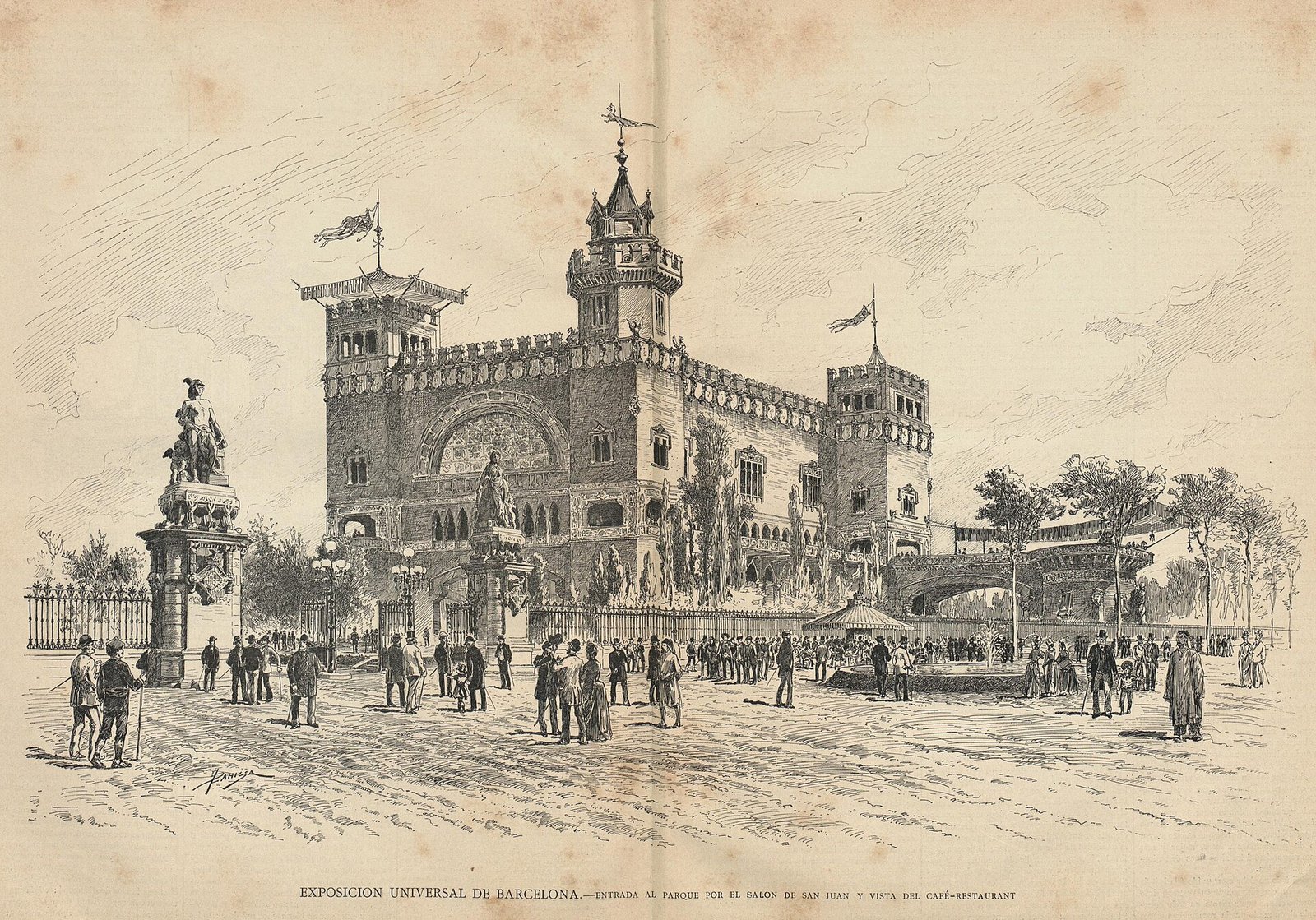 Entrada al parc de la Ciutadella pel Saló de Sant Joan durant l'Exposició Universal de 1888